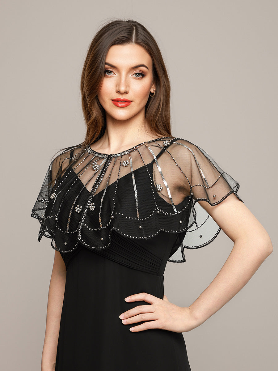 Châle transparente ornée et scintillante