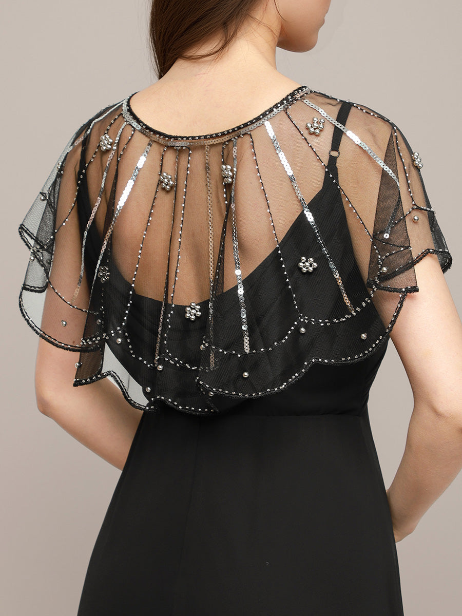 Châle transparente ornée et scintillante