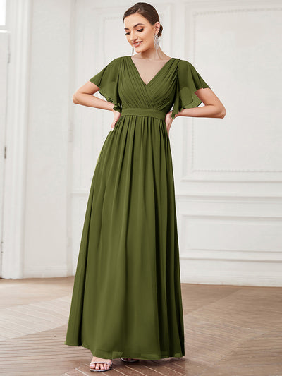 ever LEORA|Robe demoiselle d'honneur en mousseline à encolure en V et à manches flottantes