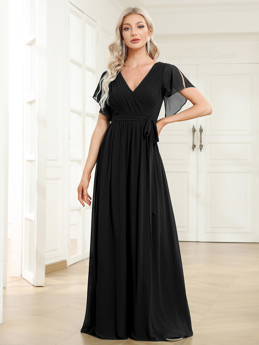 ever LEORA|Robe demoiselle d'honneur en mousseline à encolure en V et à manches flottantes
