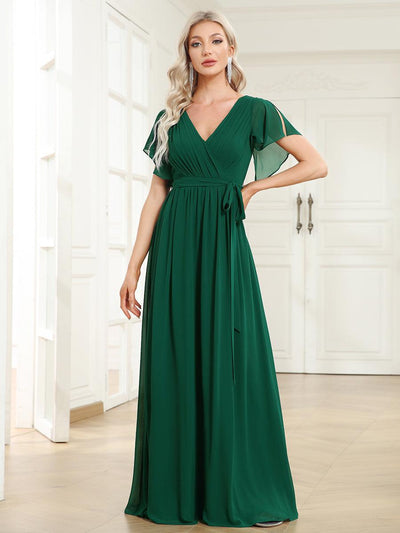 ever LEORA|Robe demoiselle d'honneur en mousseline à encolure en V et à manches flottantes