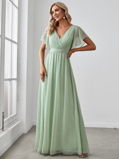ever LEORA|Robe demoiselle d'honneur en mousseline à encolure en V et à manches flottantes