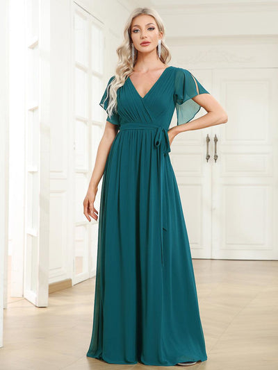 ever LEORA|Robe demoiselle d'honneur en mousseline à encolure en V et à manches flottantes