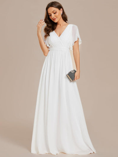 ever LEORA|Robe de soirée en mousseline de soie à col V et à manches flottantes