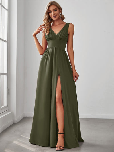 ever SORAYA|Robe de soirée longue au sol à taille empire et à encolure en V