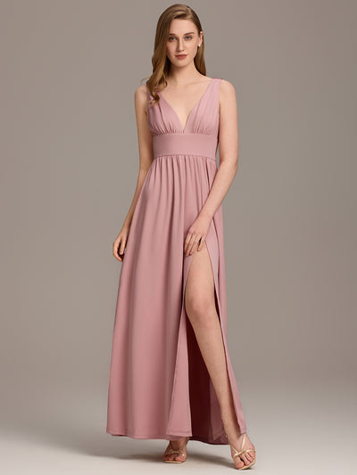 ever SORAYA|Robe de Bal Demoiselle d'Honneur longue au sol à taille empire et à encolure en V