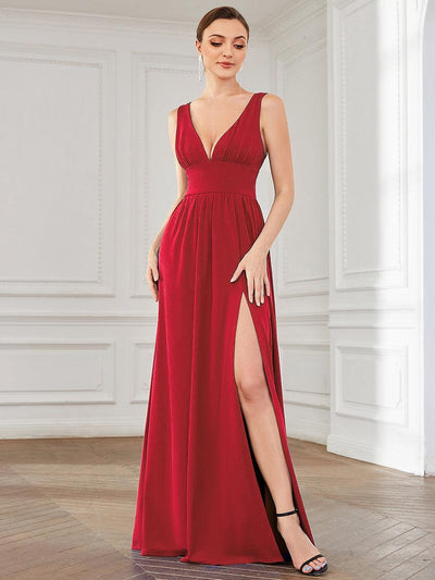 ever SORAYA|Robe de Bal Demoiselle d'Honneur longue au sol à taille empire et à encolure en V
