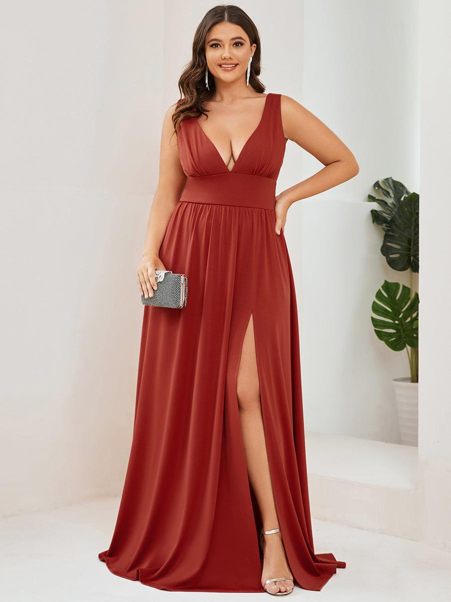 Taille personnalisée Robe de soirée longue au sol à taille haute #Couleur_Vermillon