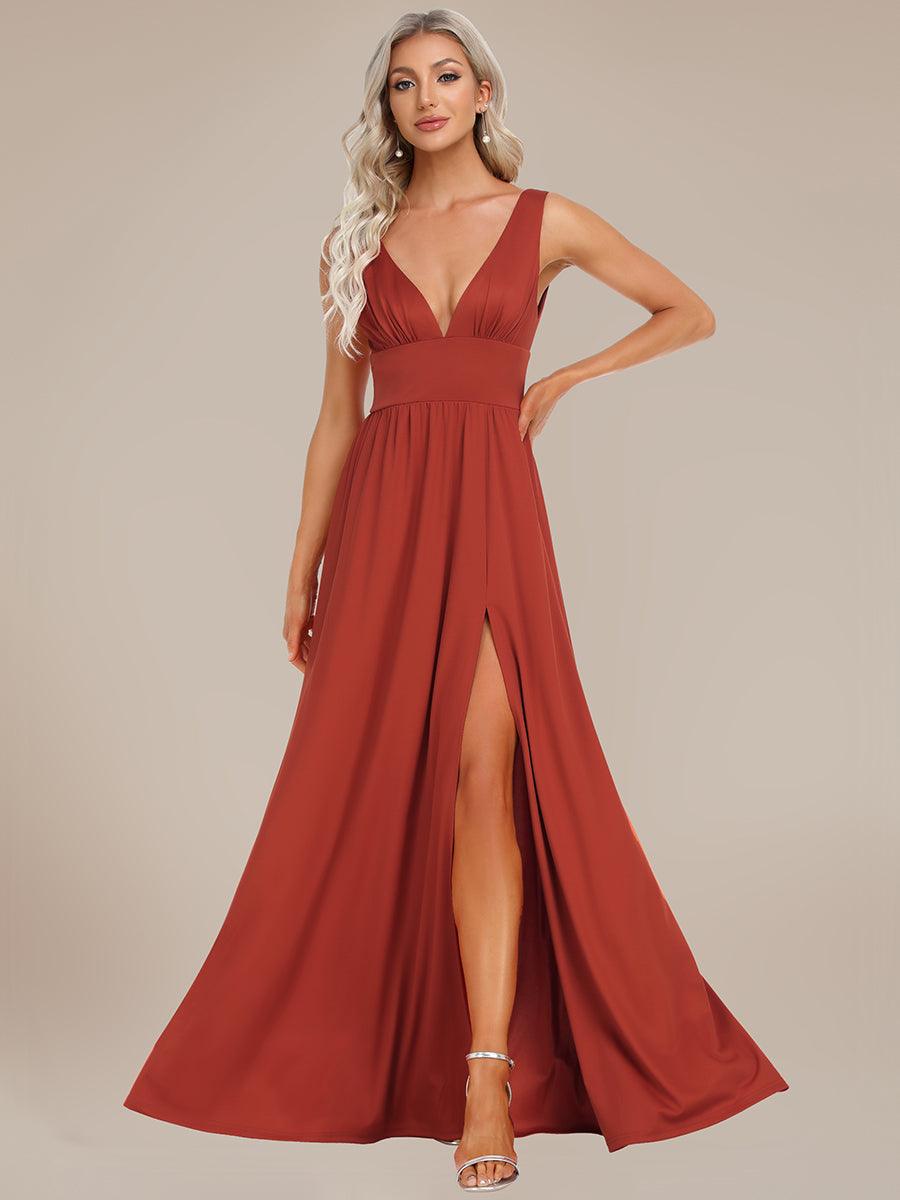 Taille personnalisée Robe de soirée longue au sol à taille haute #Couleur_Vermillon