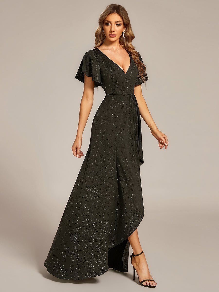 Robe de Soirée élégante à paillettes décolleté en V profond fente sur le devant #Couleur_Vert Armée