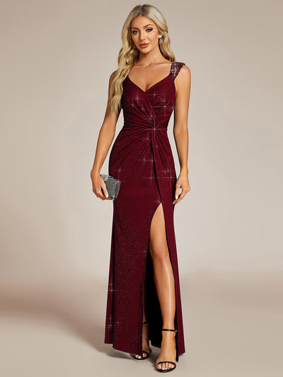 ever NOIRE|Robe Longue Noir Paillettes Décolleté V Fente