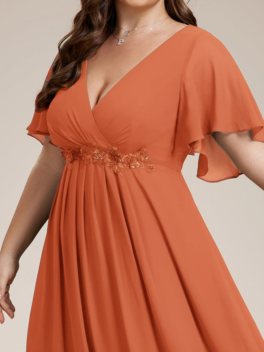 Robe de soirée élégante en mousseline de soie avec manches flottantes #Couleur_Melon Ambré