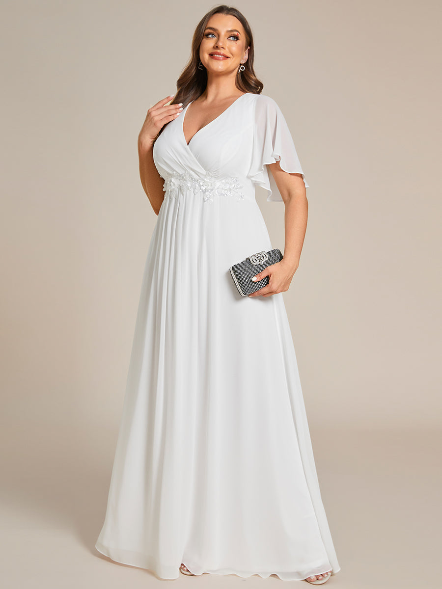 Robe de soirée élégante en mousseline de soie avec manches flottantes#Couleur_Creme