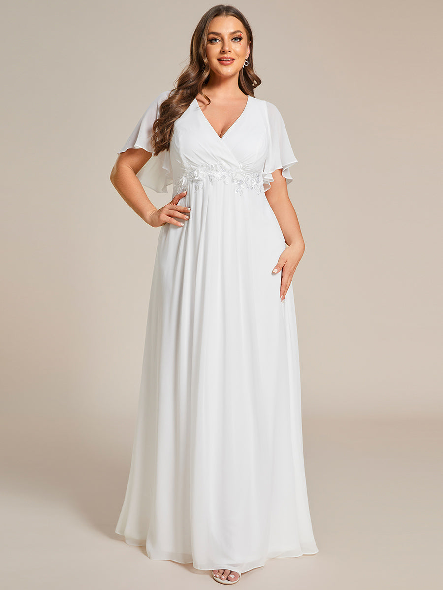 Robe de soirée élégante en mousseline de soie avec manches flottantes#Couleur_Creme
