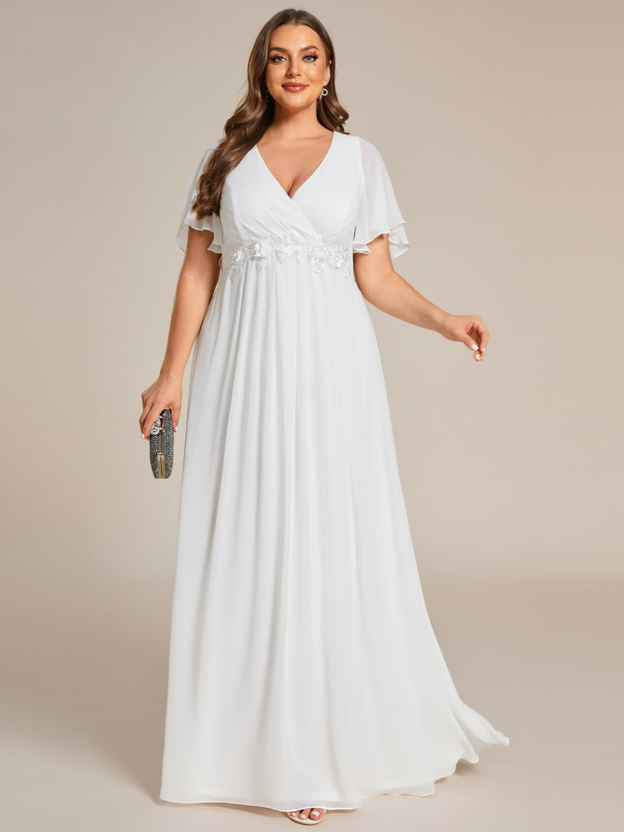 Robe de soirée élégante en mousseline de soie avec manches flottantes#Couleur_Creme