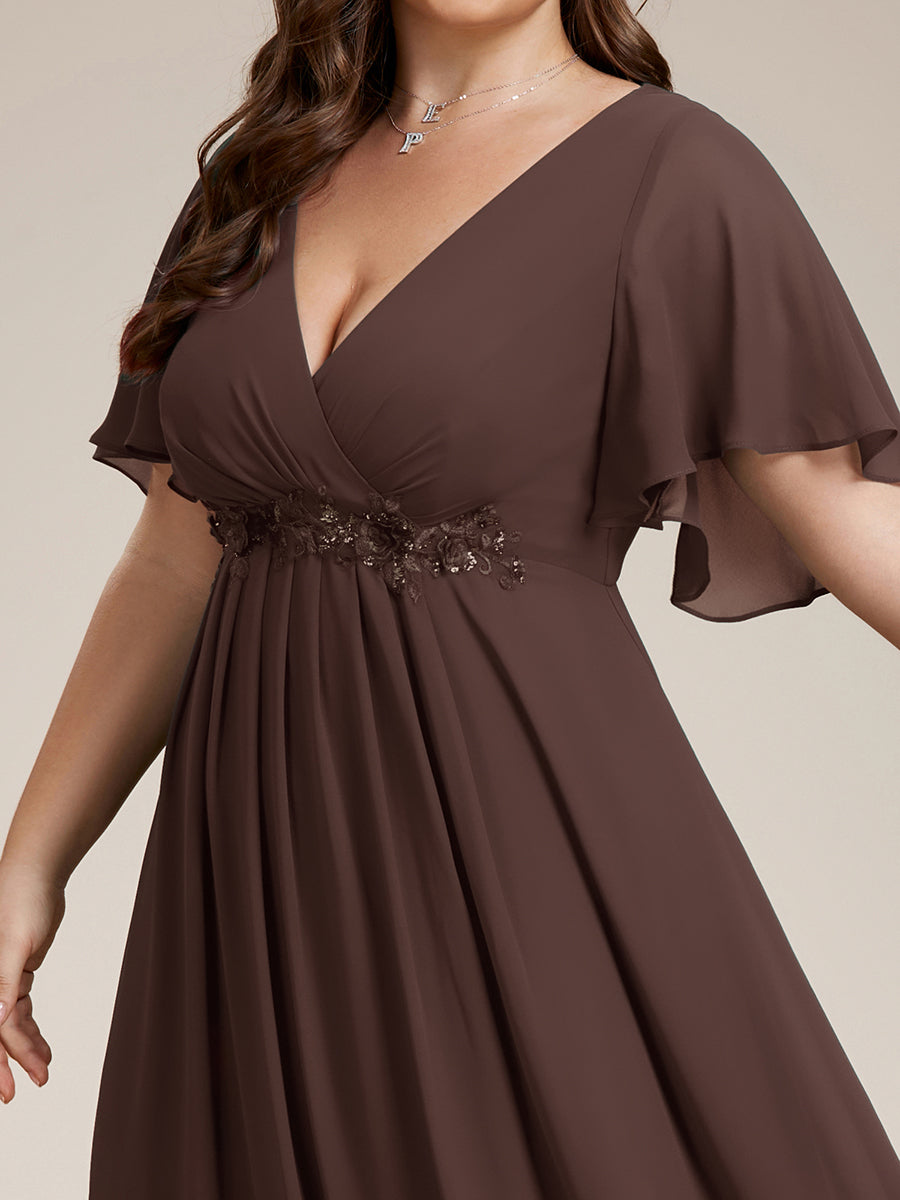 Robe de soirée élégante en mousseline de soie avec manches flottantes #Couleur_Marron Espresso
