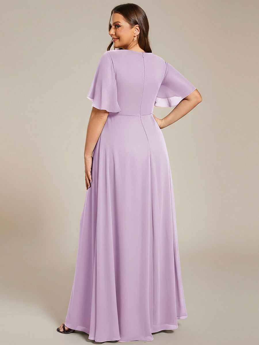 Robe de soirée élégante en mousseline de soie avec manches flottantes #Couleur_Lilas Givré