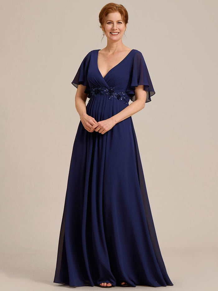 Robe Longue l gante M re De La Mari e Mousseline De Soie Manches robe-longue-l-gante-m-re-de-la-mari-e-mousseline-de-soie-manches
