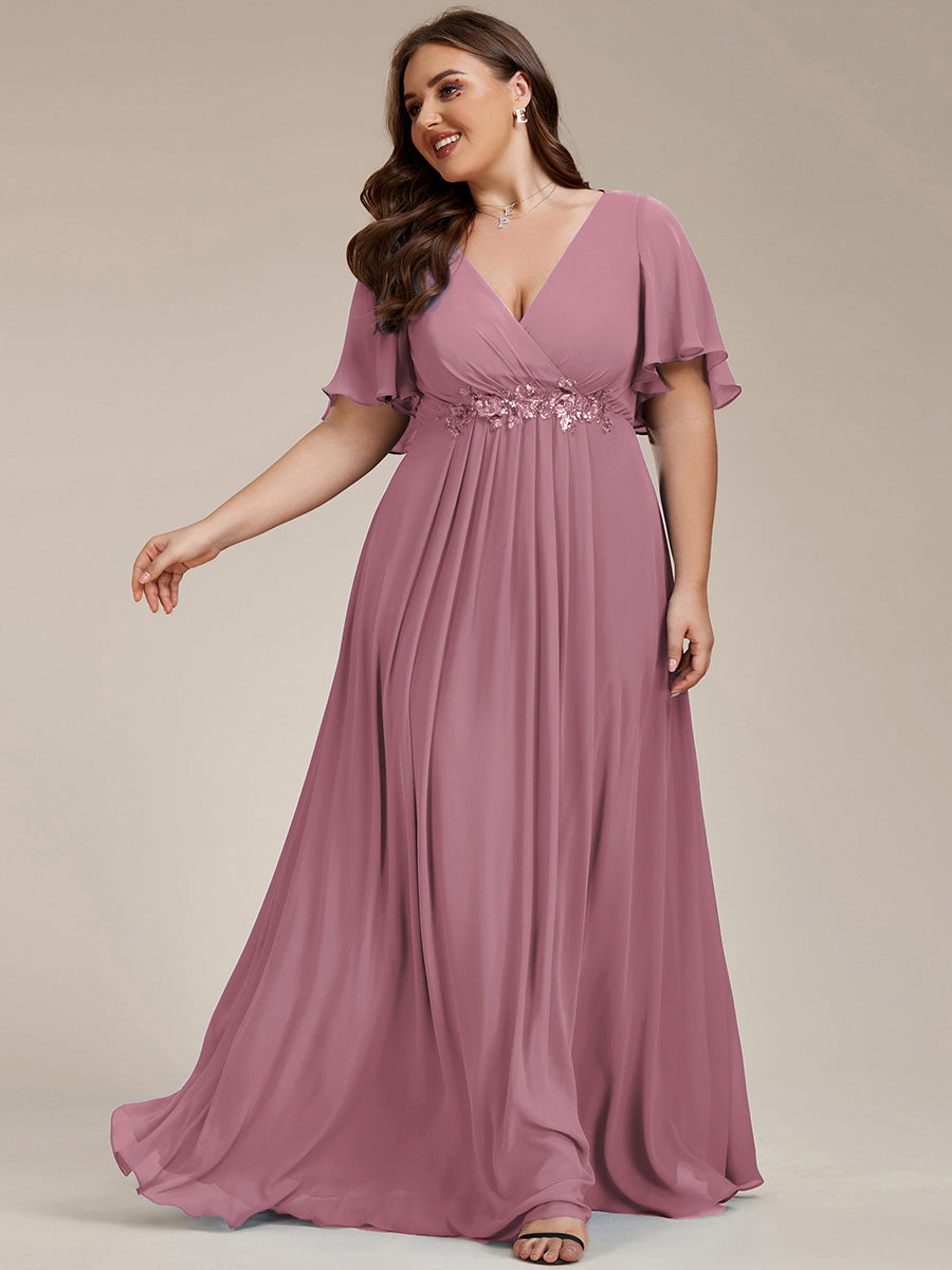 Robe de soirée élégante en mousseline de soie avec manches flottantes #Couleur_Orchidee