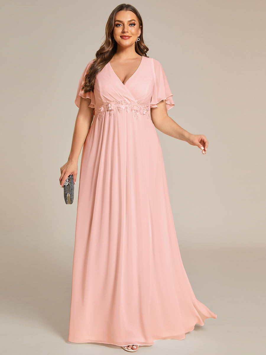Robe de soirée élégante en mousseline de soie avec manches flottantes#Couleur_Rose