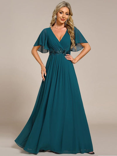 ever IVYROSE|Robe de soirée élégante en mousseline de soie avec manches flottantes