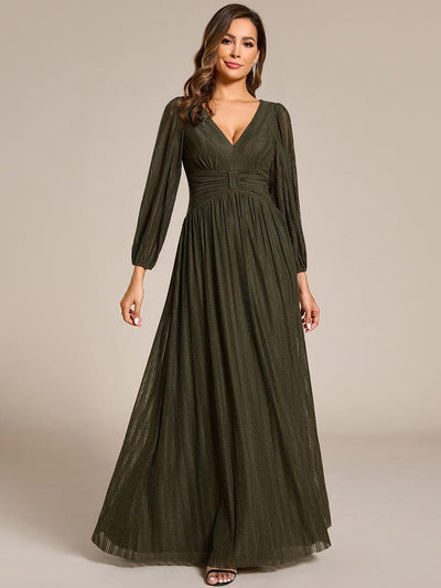 ever BRYM|Robe trapèze à manches longues et taille haute, éblouissante