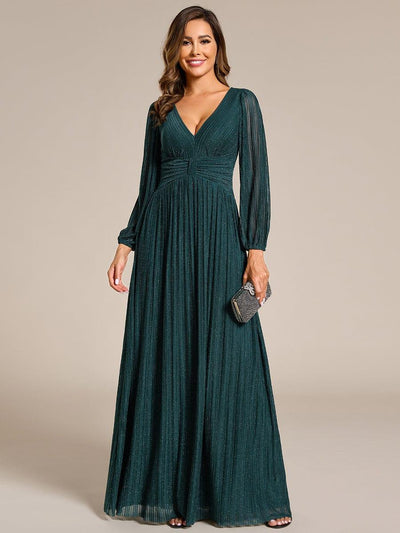 ever BRYM|Robe trapèze à manches longues et taille haute, éblouissante