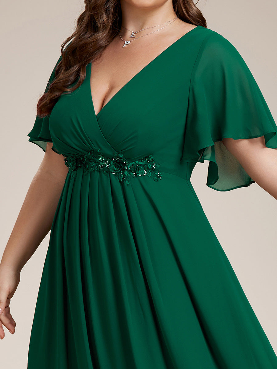 Robe de soirée Grande élégante en mousseline de soie avec manches flottantes #Couleur_Vert Fonce