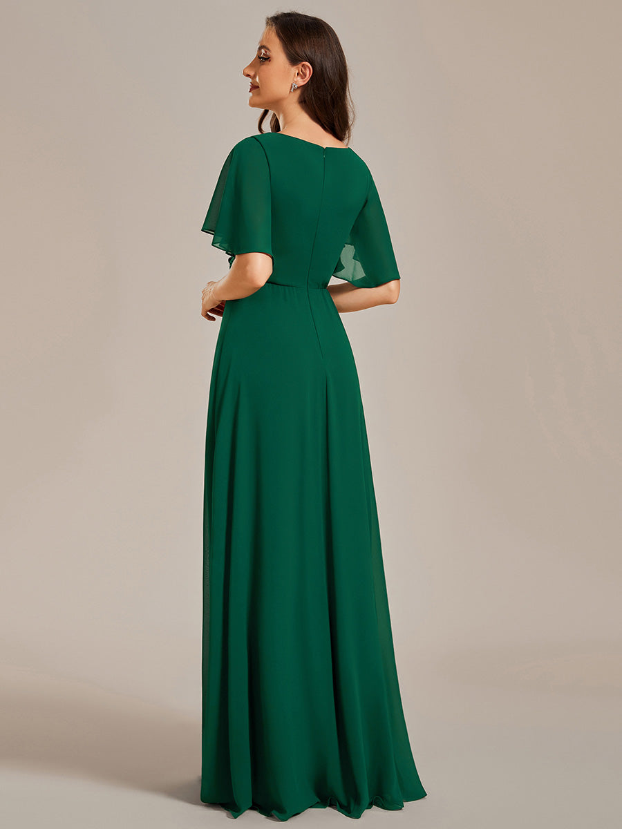 Robe de soirée Grande élégante en mousseline de soie avec manches flottantes #Couleur_Vert Fonce