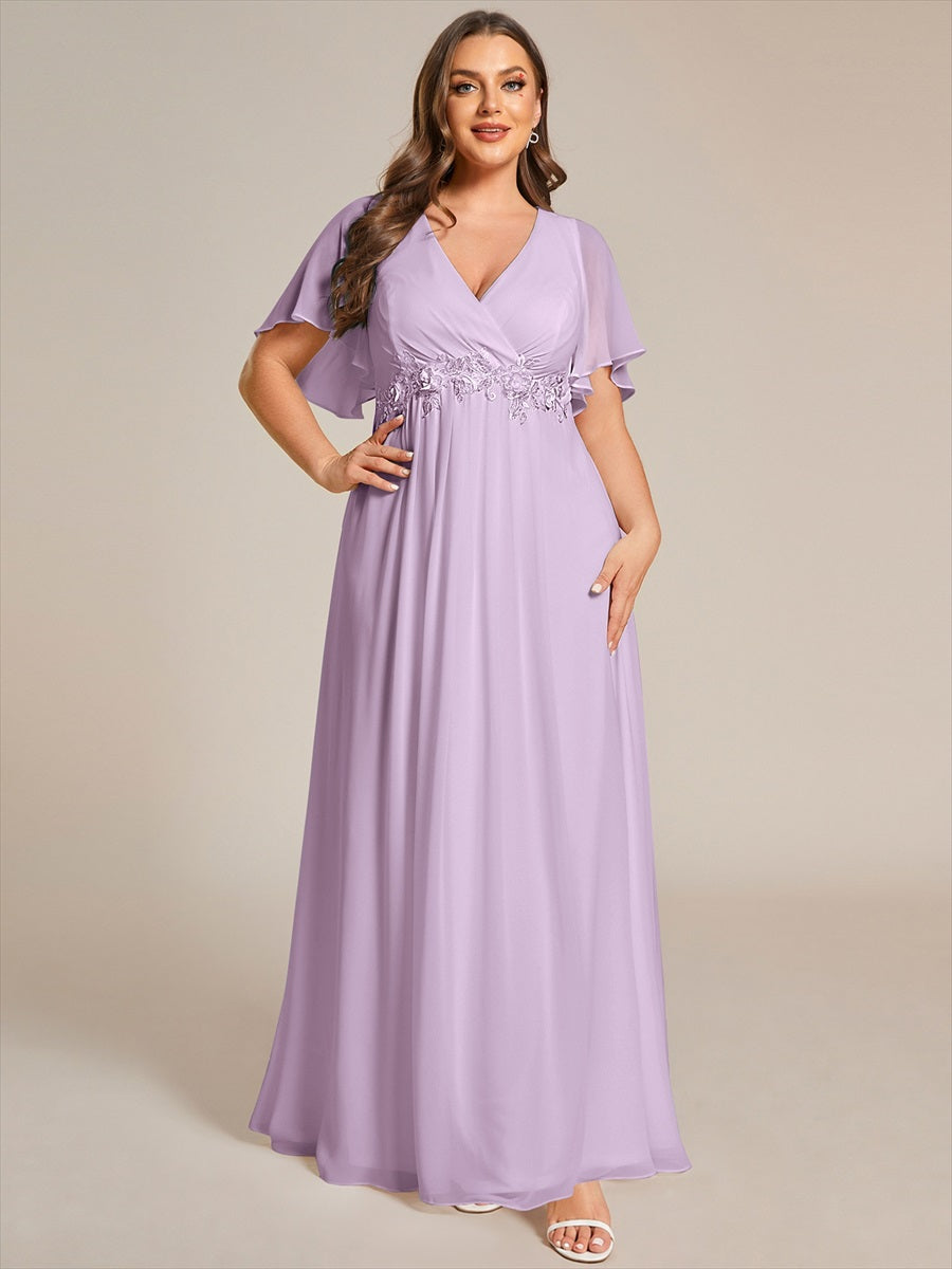 Robe de soirée élégante en mousseline de soie avec manches flottantes #Couleur_Lilas Givré