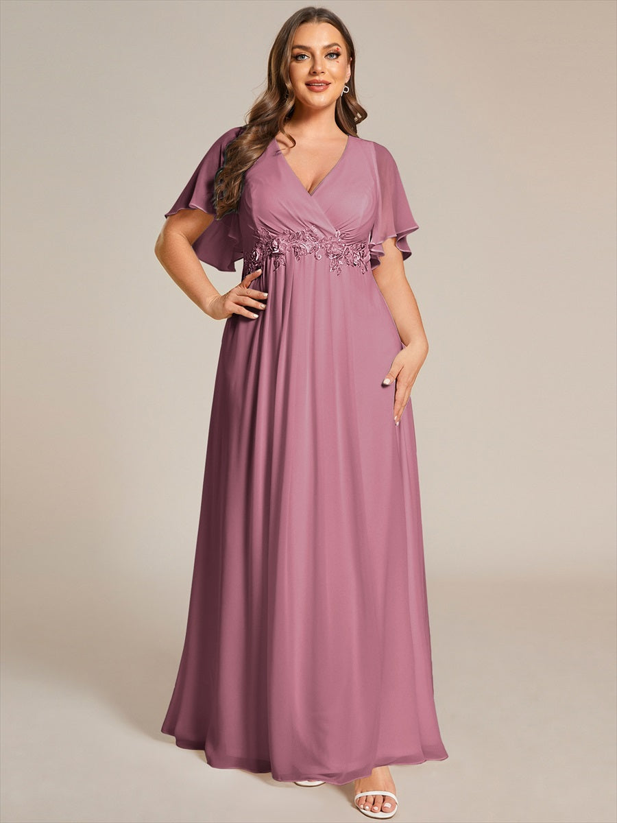 Robe de soirée élégante en mousseline de soie avec manches flottantes#Couleur_Orchidee