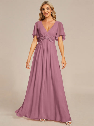 ever IVYROSE|Robe de soirée élégante en mousseline de soie avec manches flottantes