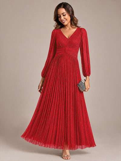 ever BRYM|Robe trapèze à manches longues et taille haute, éblouissante