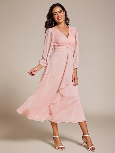 ever EMBER | Robe invitée mariage en mousseline plissée à manches volantées (Vente finale)