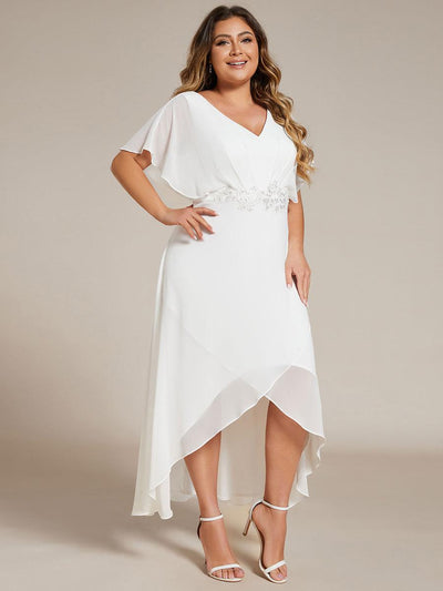 pretty LILAS|Robe De Soirée En Mousseline De Soie Col En V Manches Chauve-Souris Taille Trapèze Grande Taille