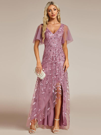 ever ALIX|Robes de soirée pailletées à col en V et fente haute