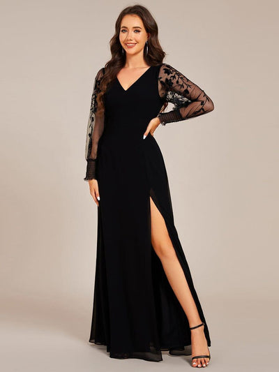 ever RYLEE|Robe de soirée transparente en mousseline à manches longues