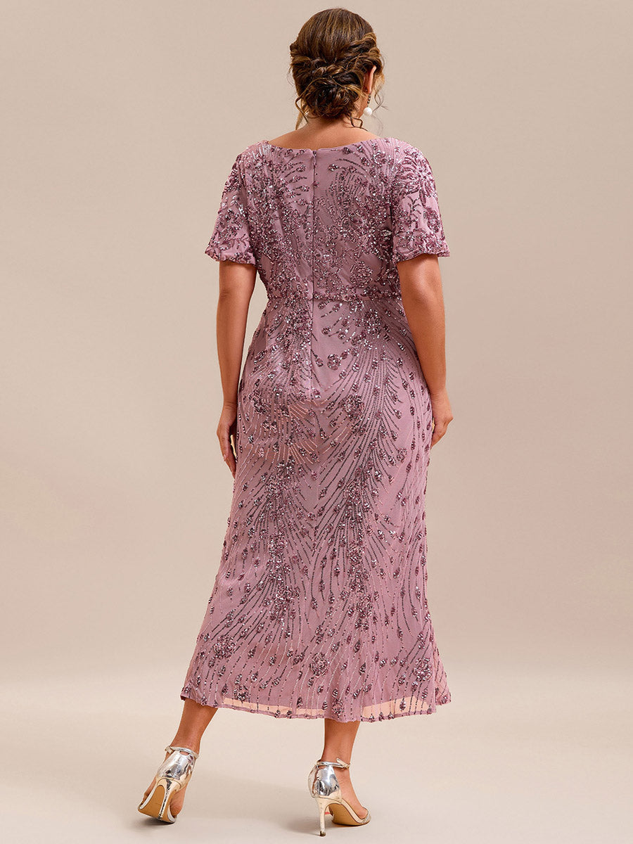 Robe d'invité de mariage trapèze en mousseline fluide à encolure ronde et longueur au genou #Couleur_Orchidee