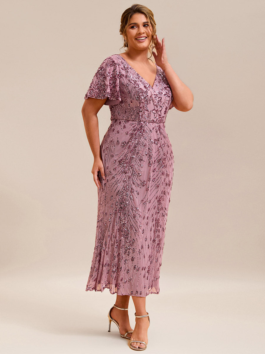 Robe d'invité de mariage trapèze en mousseline fluide à encolure ronde et longueur au genou #Couleur_Orchidee
