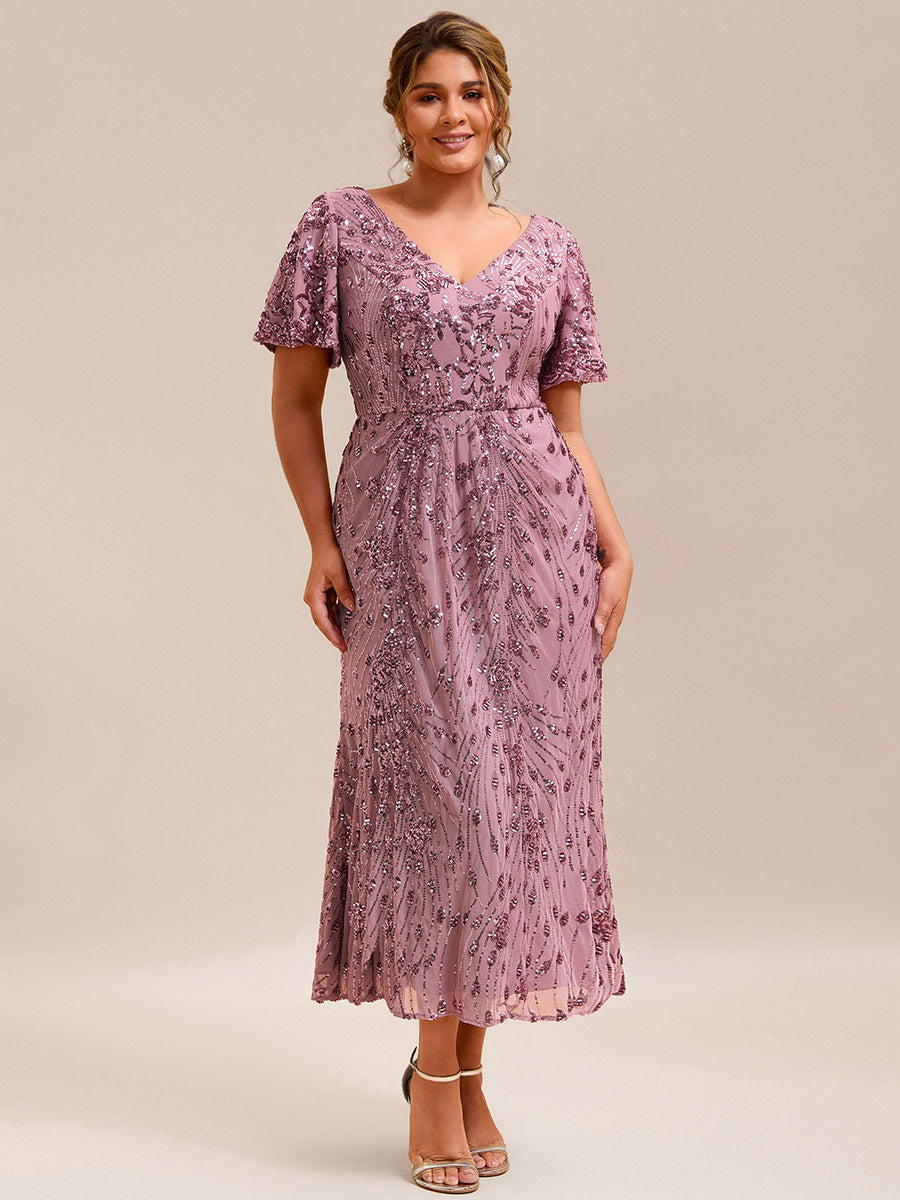 Robe d'invité de mariage trapèze en mousseline fluide à encolure ronde et longueur au genou #Couleur_Orchidee