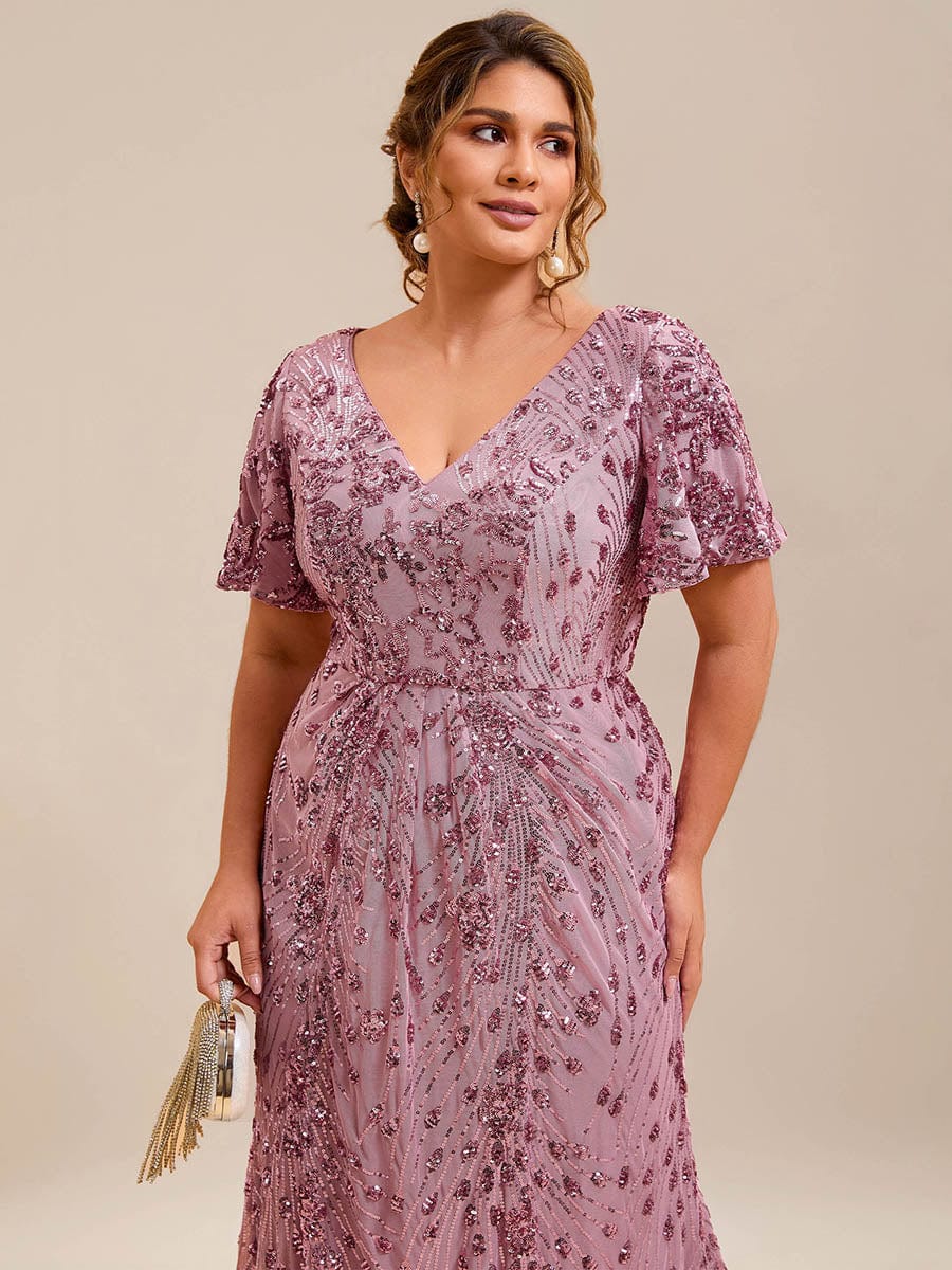 Robe d'invité de mariage trapèze en mousseline fluide à encolure ronde et longueur au genou #Couleur_Orchidee