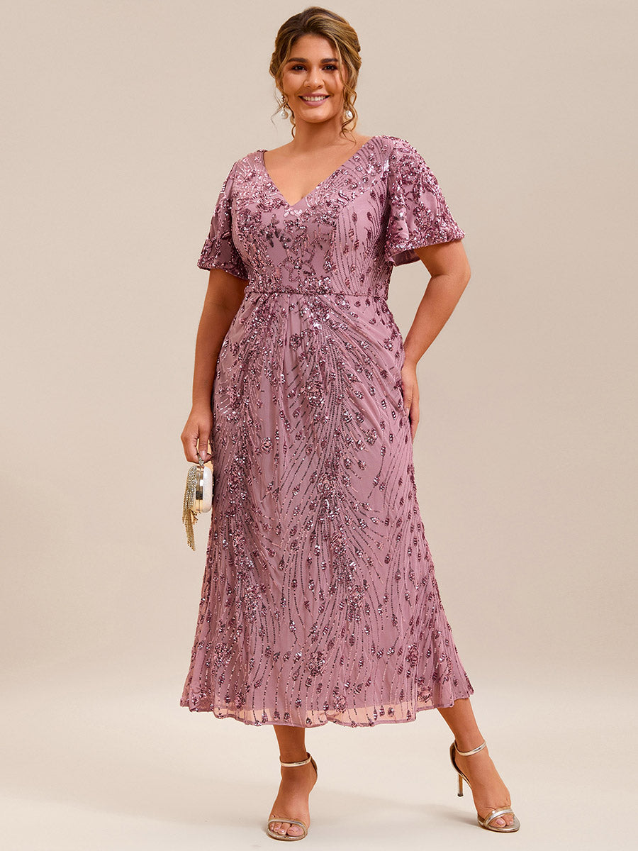Robe d'invité de mariage trapèze en mousseline fluide à encolure ronde et longueur au genou #Couleur_Orchidee
