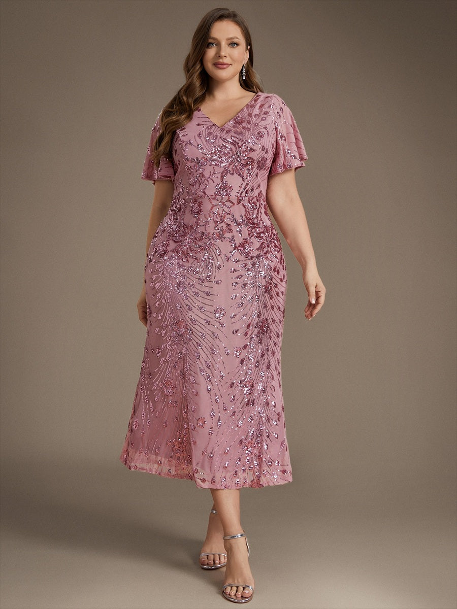Robe d'invité de mariage trapèze en mousseline fluide à encolure ronde et longueur au genou #Couleur_Orchidee