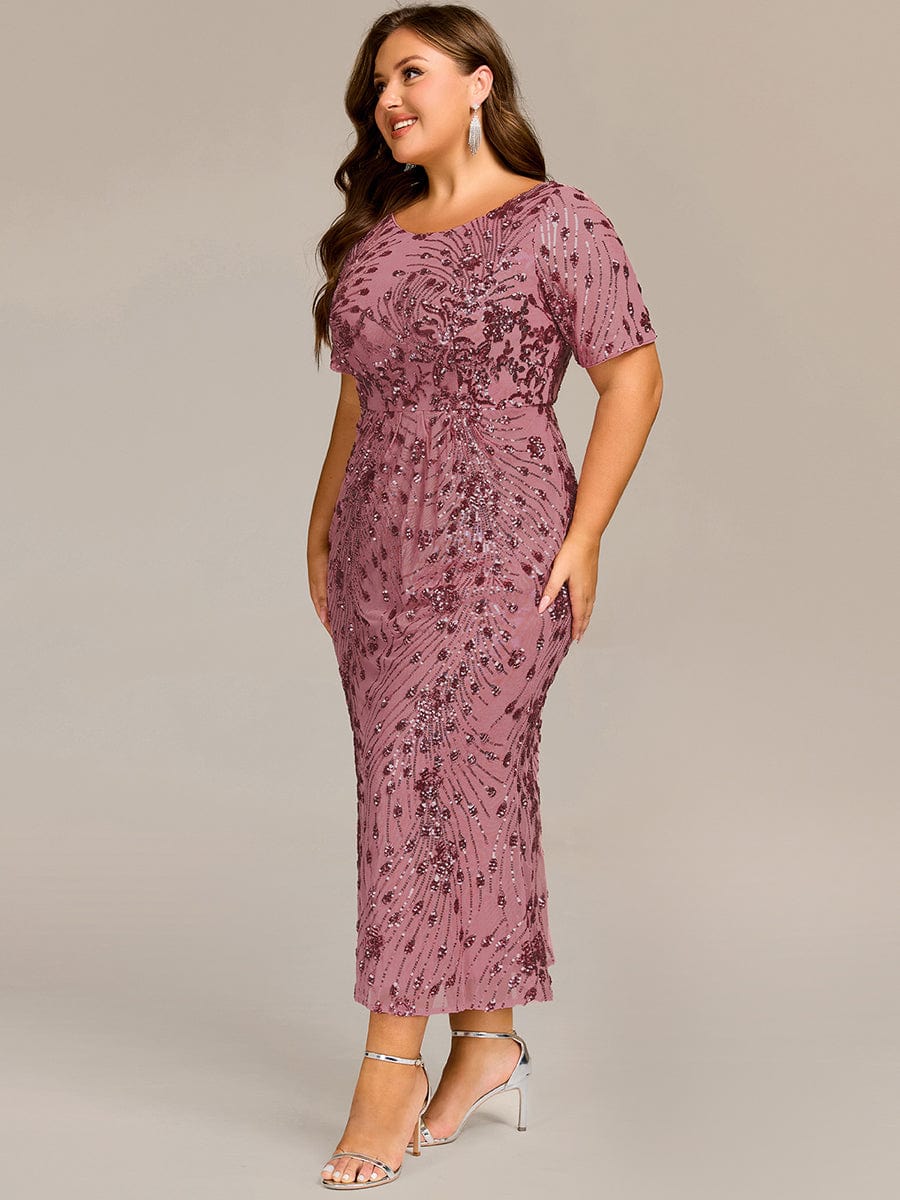 Robe d'invité de mariage trapèze en mousseline fluide à encolure ronde et longueur au genou #Couleur_Orchidee