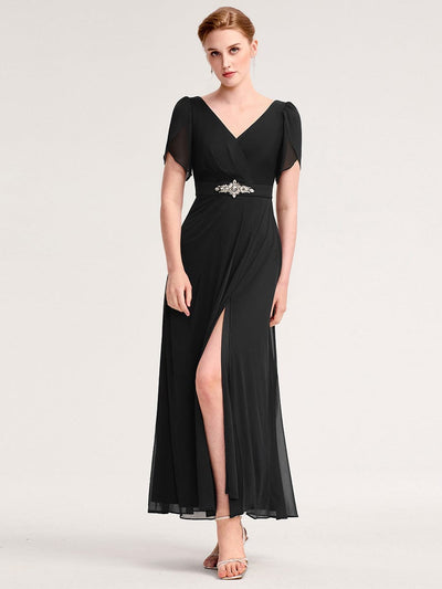 ever NOAH|Robe de soirée en mousseline de soie à manches volantées