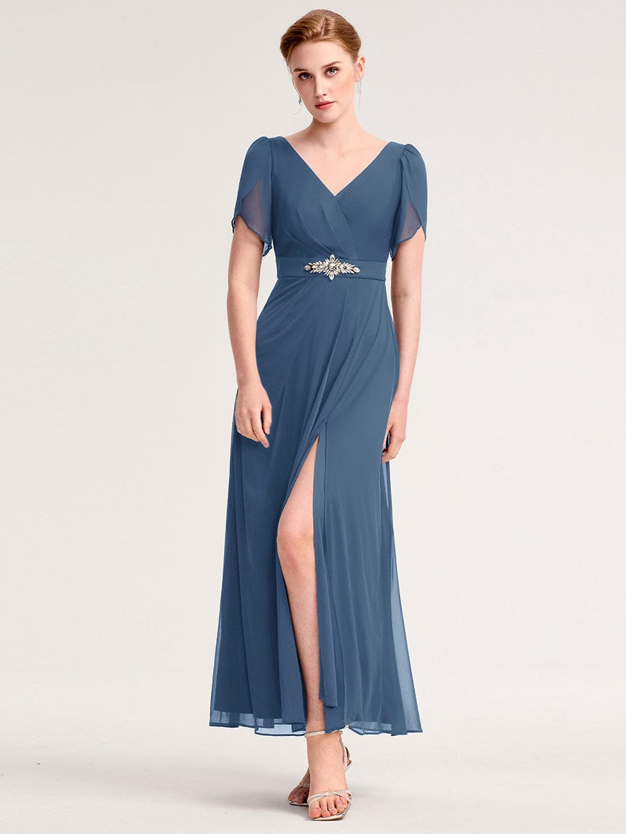 Meilleurs choix de robes de demoiselle d'honneur en satin #Couleur_Marine Fume
