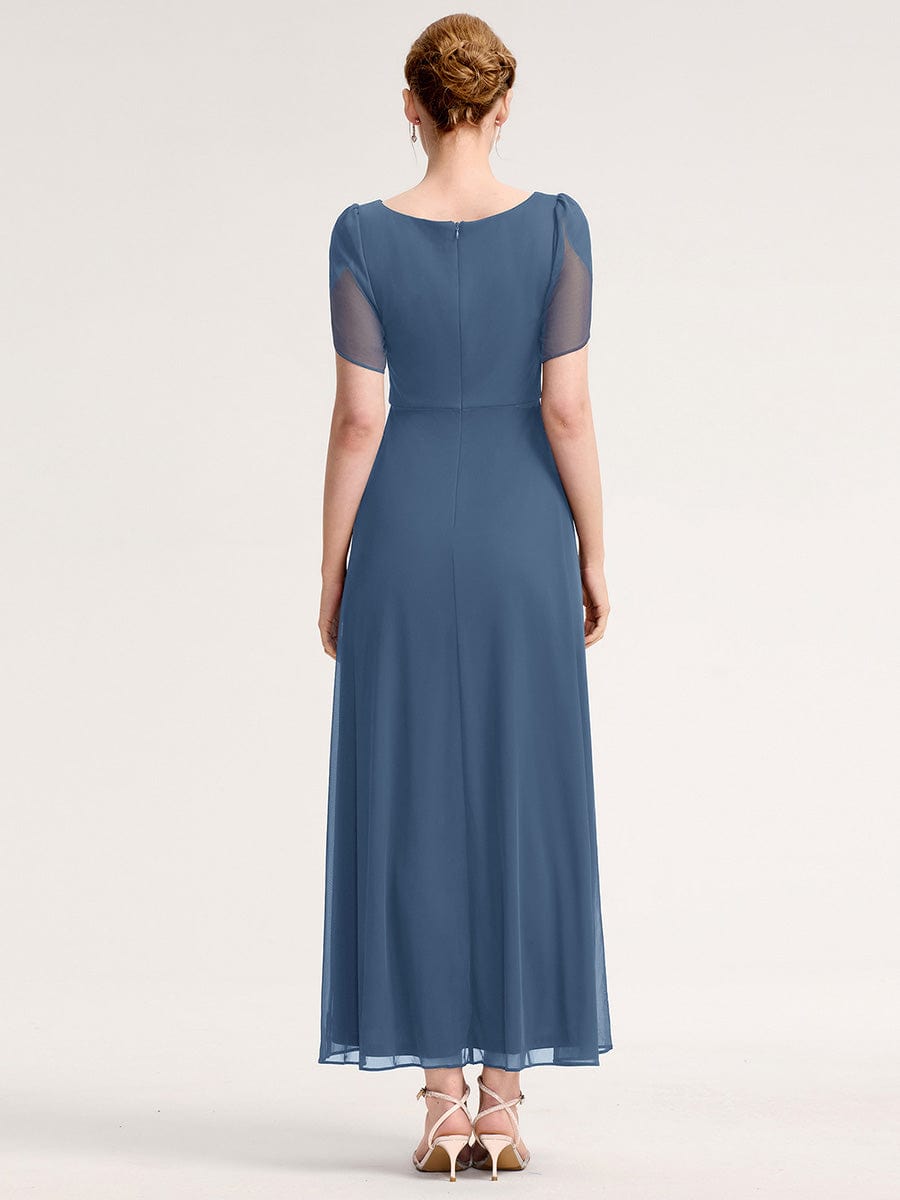 Meilleurs choix de robes de demoiselle d'honneur en satin #Couleur_Marine Fume