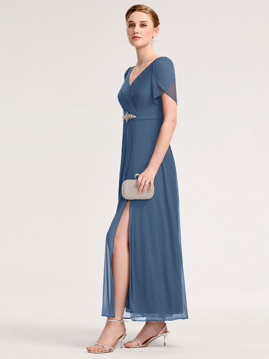 Meilleurs choix de robes de demoiselle d'honneur en satin #Couleur_Marine Fume