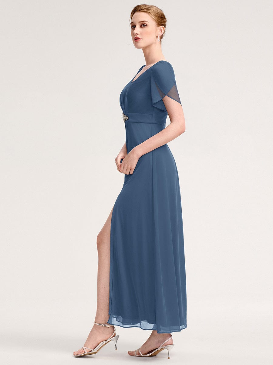 Meilleurs choix de robes de demoiselle d'honneur en satin #Couleur_Marine Fume