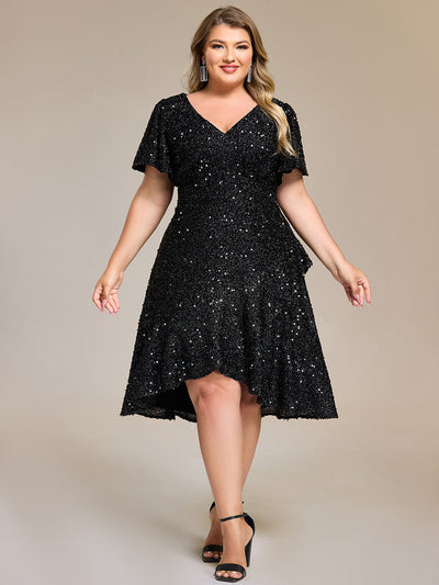 pretty CALISTEA|Robe de soirée mi-longue à volants et paillettes(Vente Finale)